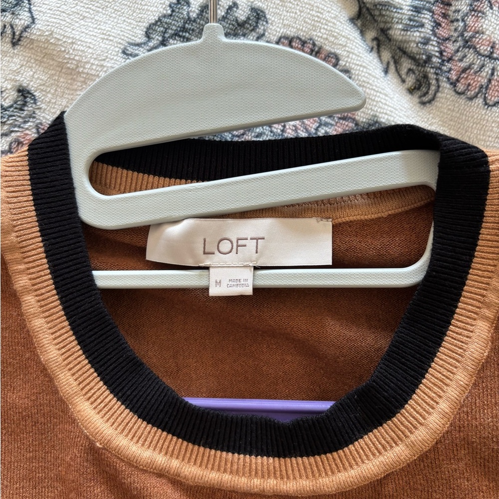 LOFT Colorblock Knit Sweater Maxi Dress - Brown, Cream & Black - Picture 3 of 3